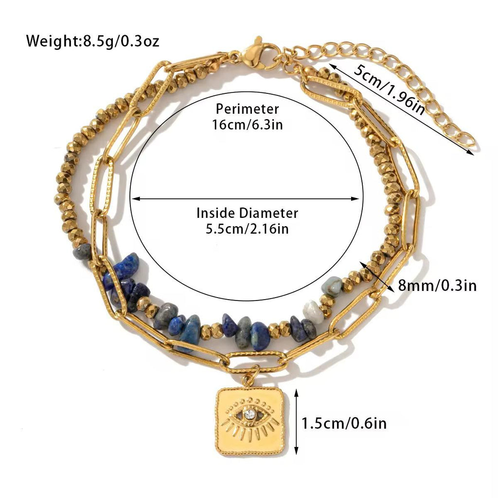 Luxe Layers Bracelet - Natural Stones, 18k Gold Plated, Charm