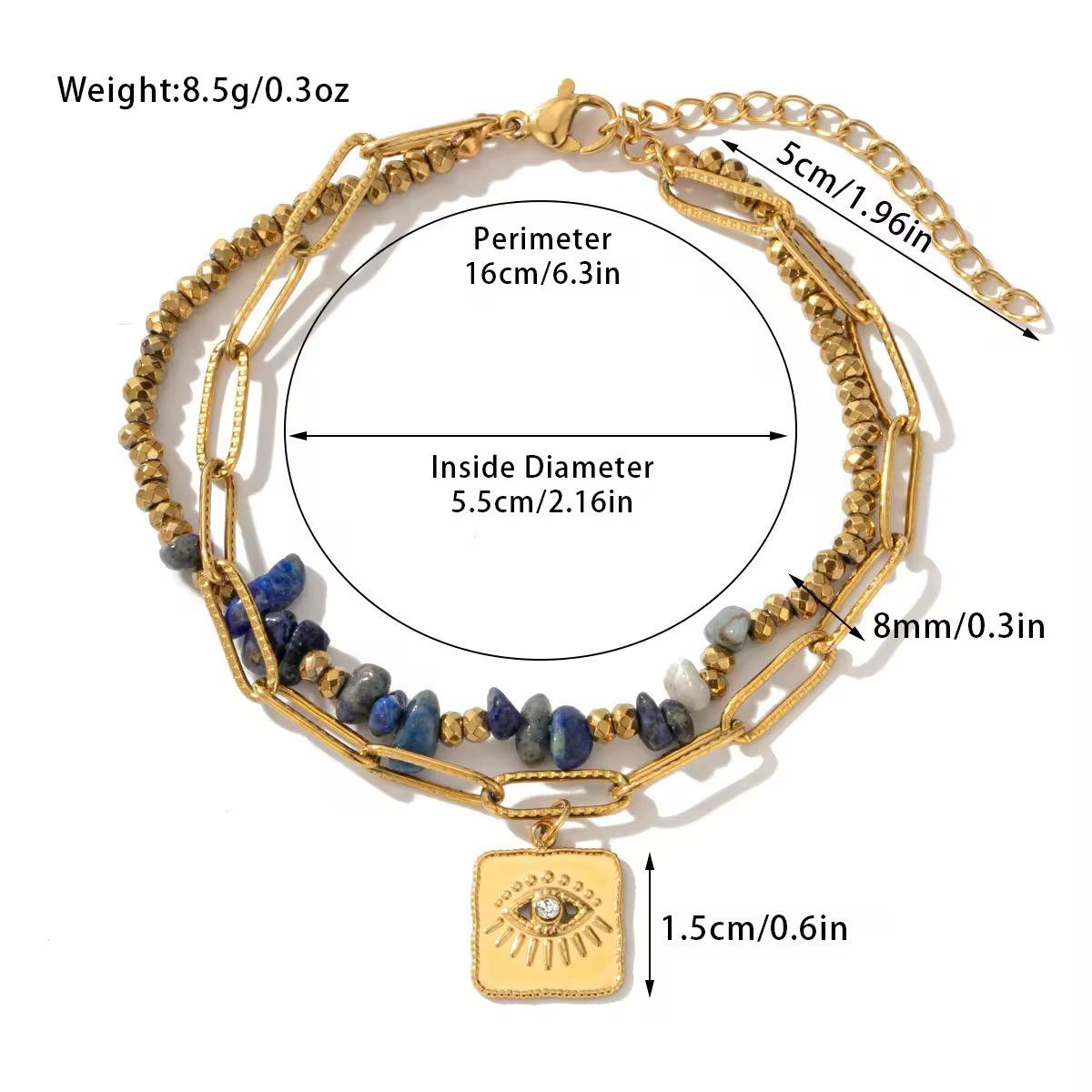 Luxe Layers Bracelet - Natural Stones, 18k Gold Plated, Charm