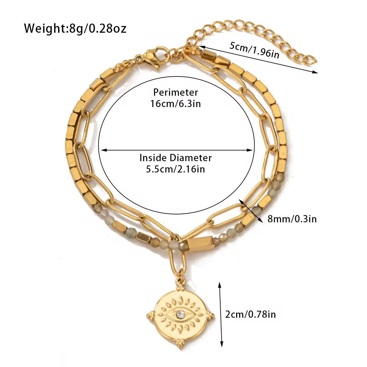 Luxe Layers Bracelet - Natural Stones, 18k Gold Plated, Charm