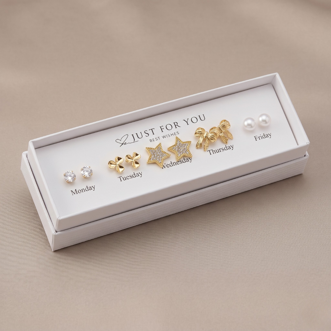 5 Pairs Anti Tarnish Earrings Combo 1