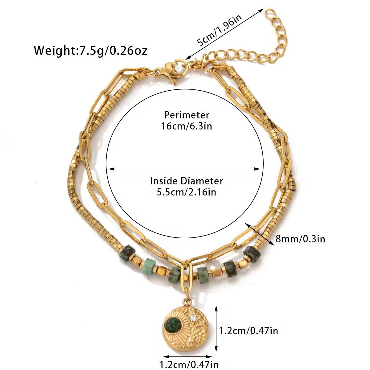 Luxe Layers Bracelet - Natural Stones, 18k Gold Plated, Charm