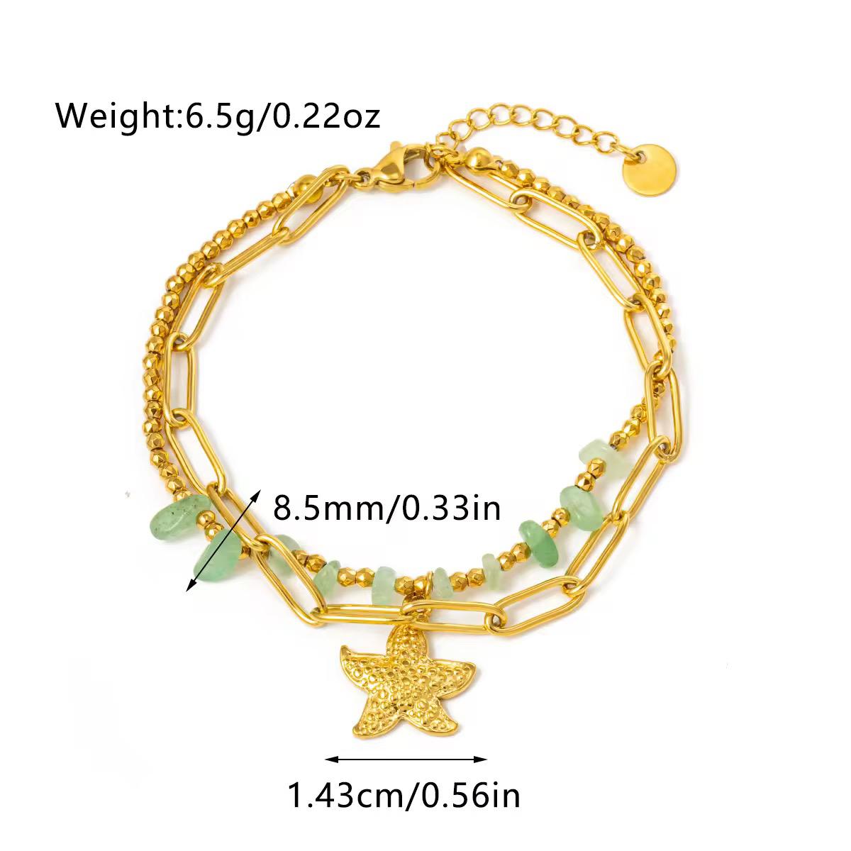 Luxe Layers Bracelet - Natural Stones, 18k Gold Plated, Charm