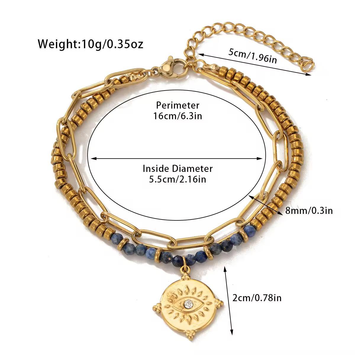Luxe Layers Bracelet - Natural Stones, 18k Gold Plated, Charm
