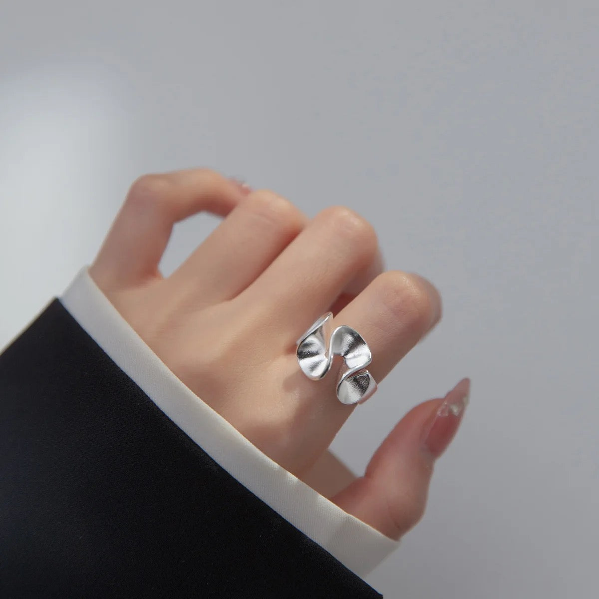 Swirly Silver Statement Ring
