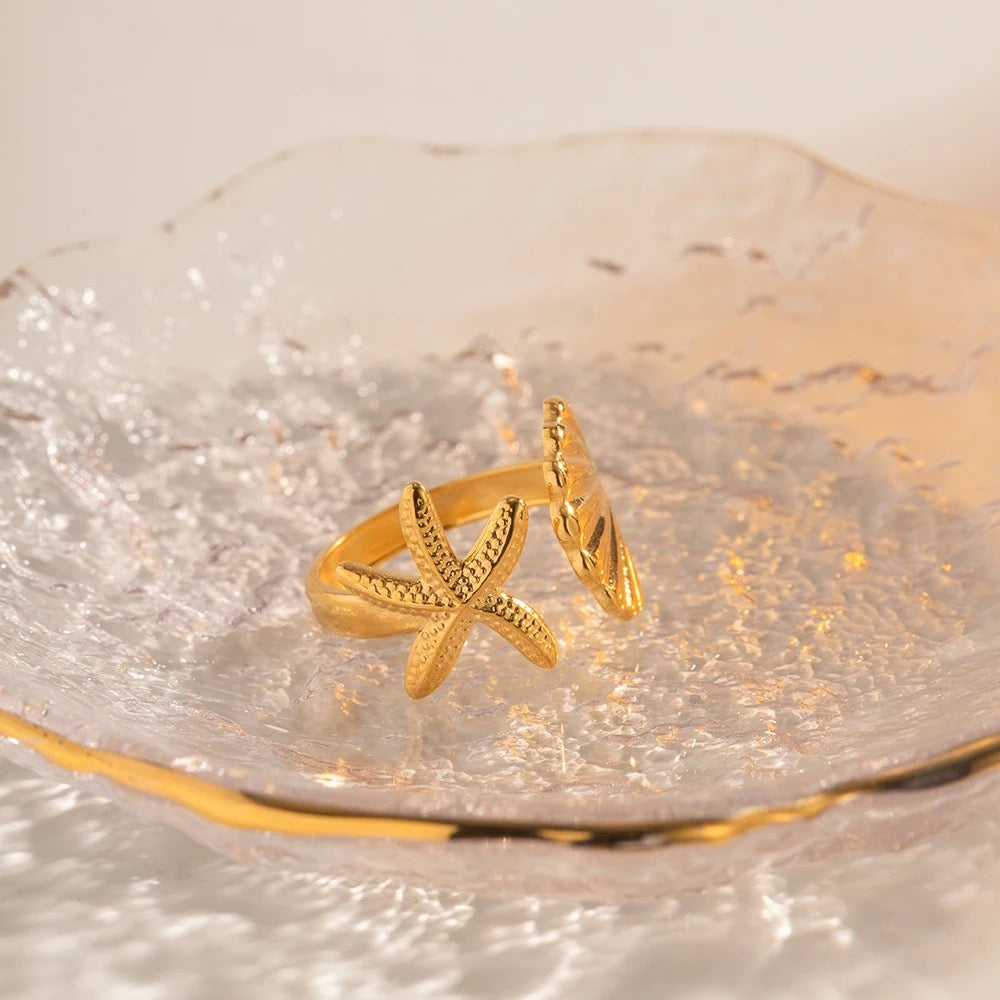 By the Sea Adjustable Gold Ring