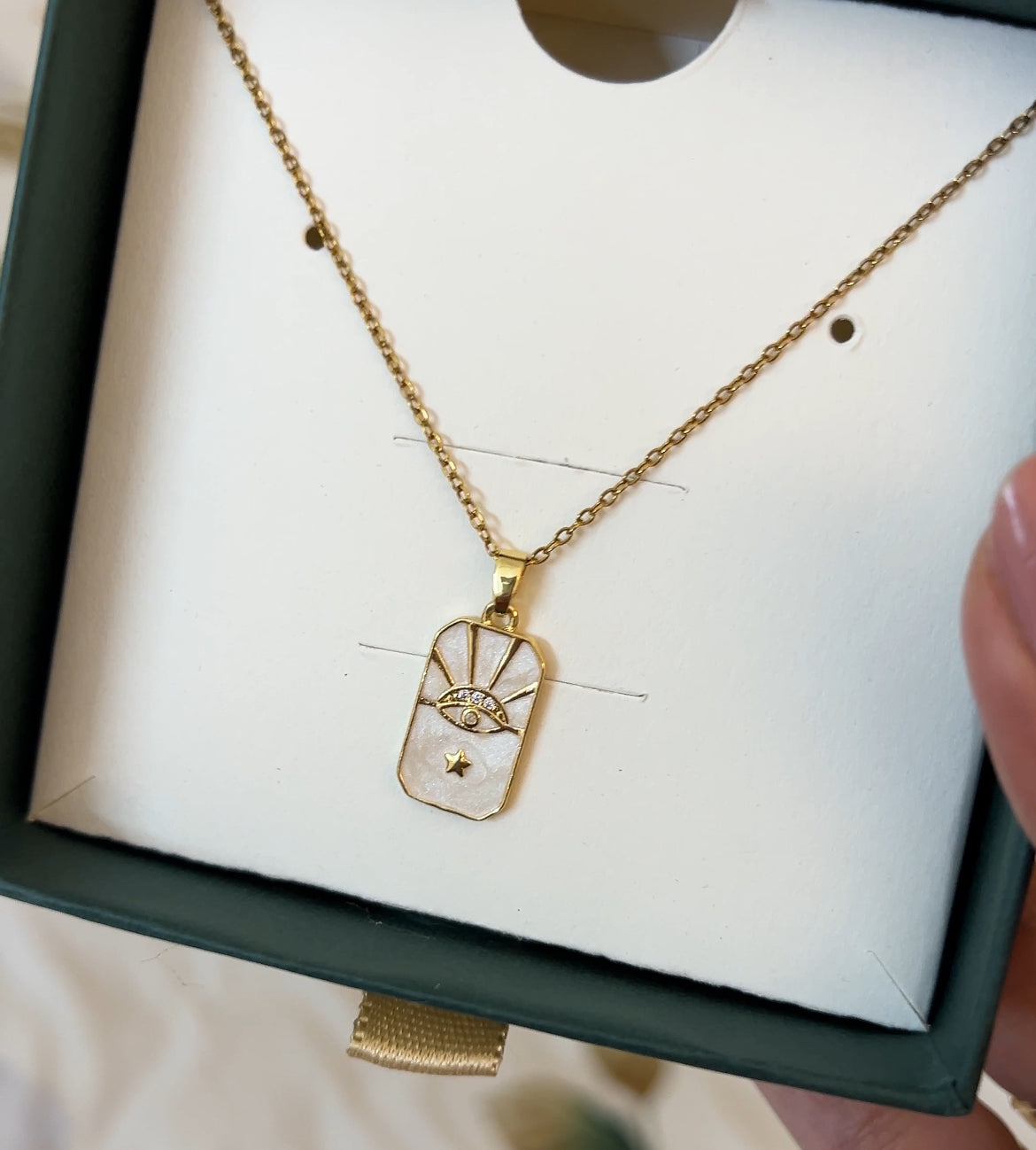Mother of Pearl Evil Eye Necklace