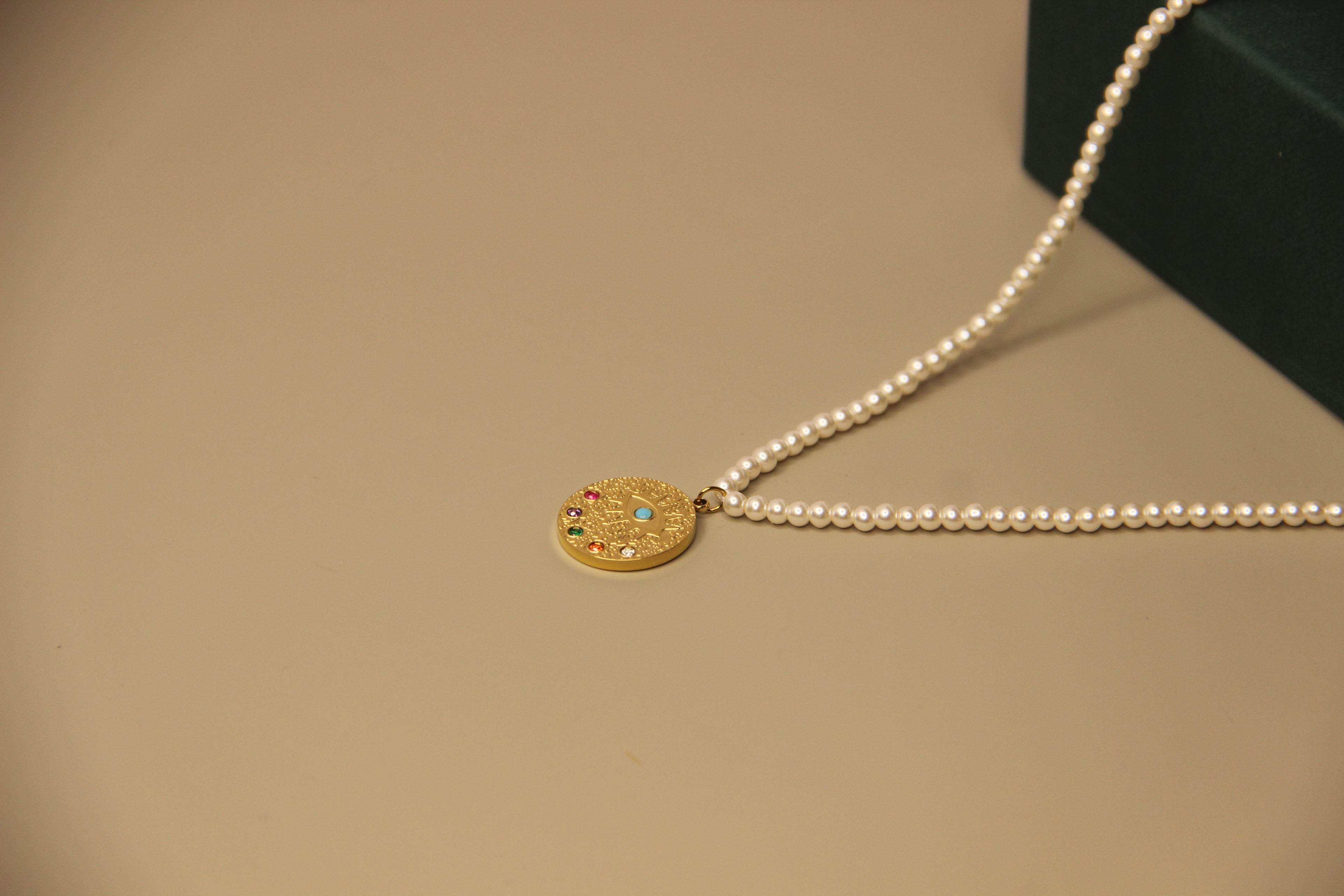 Celeste Evil Eye Pearl Necklace