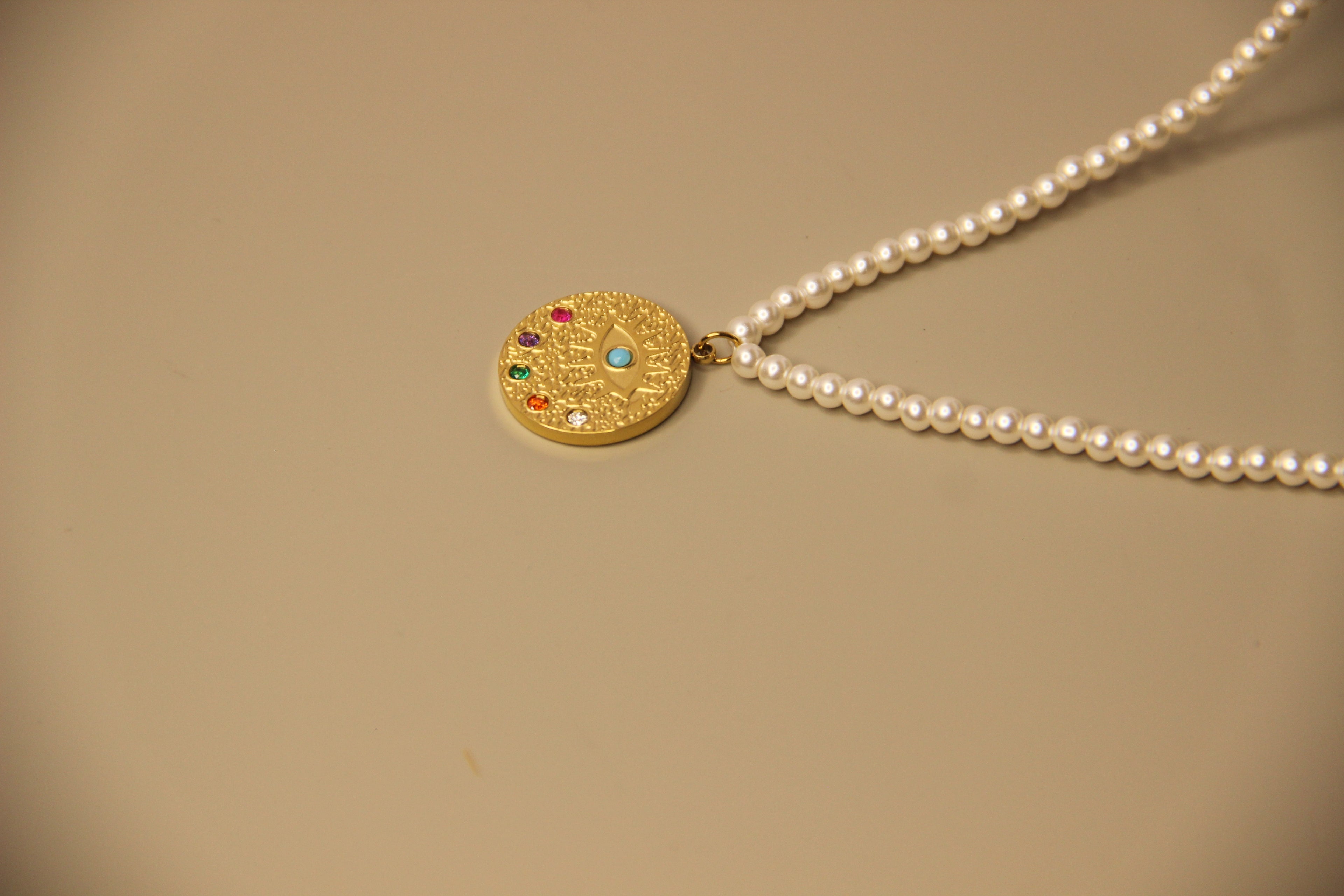 Celeste Evil Eye Pearl Necklace