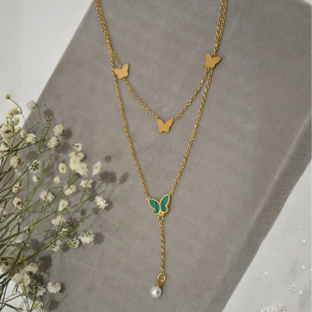 Butterfly Dual Chain Neckalce