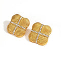 Luxe Textured 18k Gold Zircon Studs