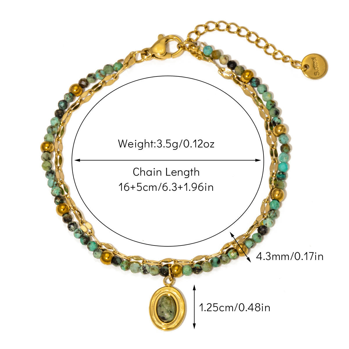 Luxe Layers Bracelet - Natural Stones, 18k Gold Plated, Charm