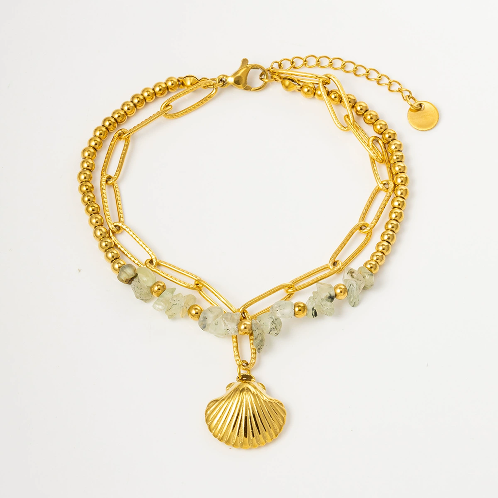 Luxe Layers Bracelet - Natural Stones, 18k Gold Plated, Charm