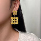 Checkered Danglers - Anuka StudioEarrings