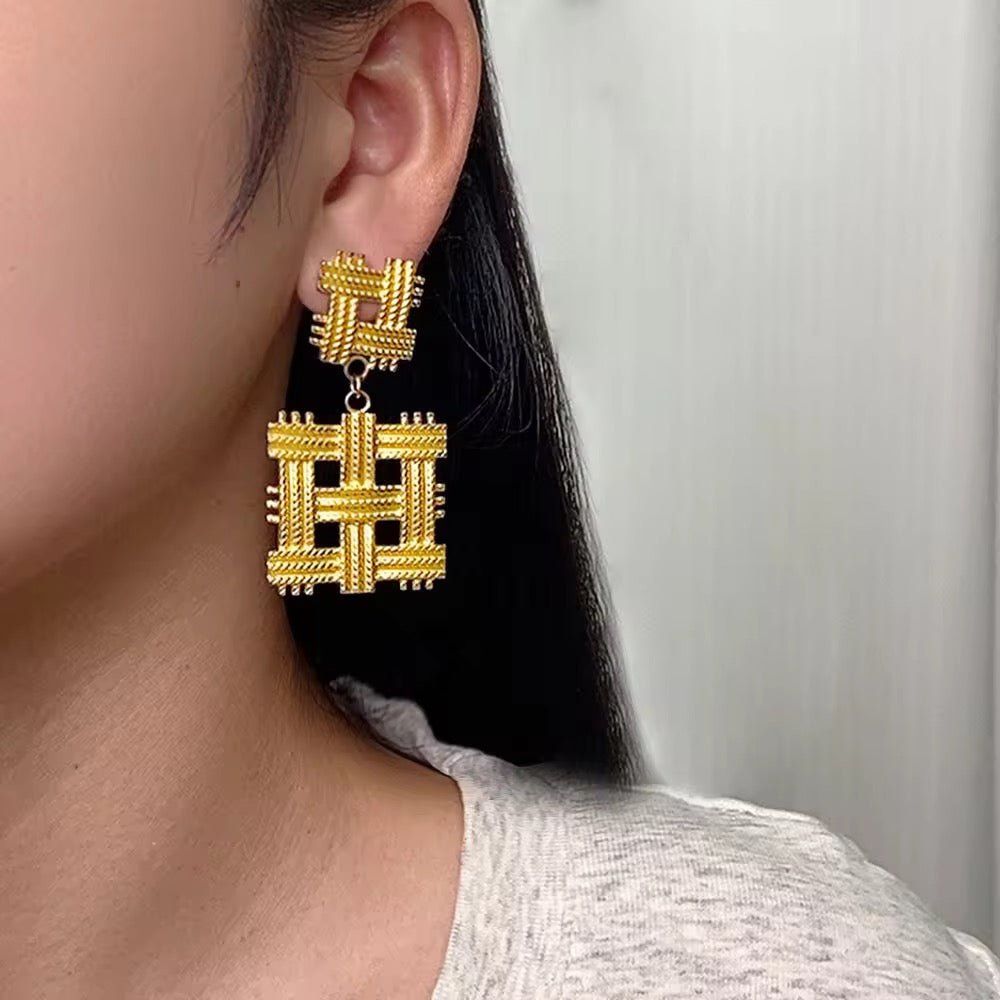 Checkered Danglers - Anuka StudioEarrings
