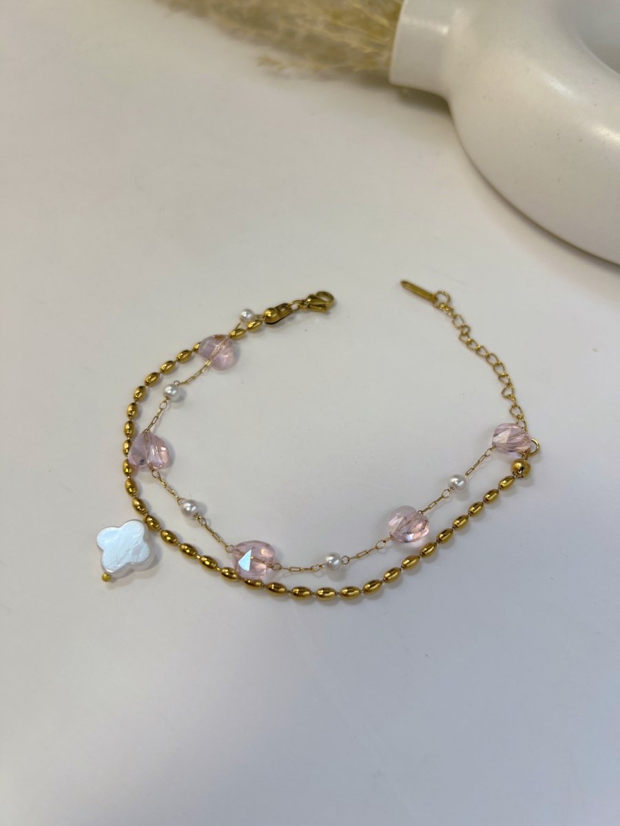 Crystal Clover Bracelet (Pink) - Anuka StudioBracelets