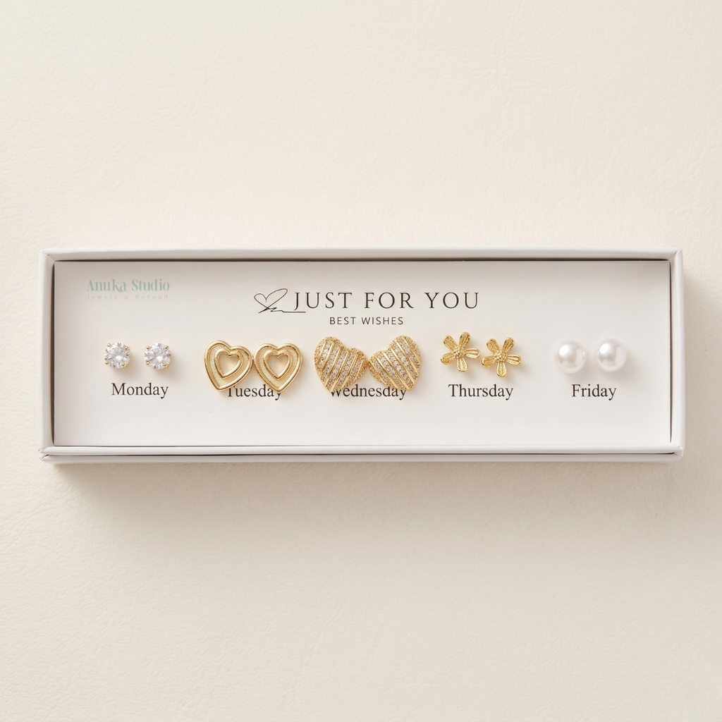 5 Pairs Anti Tarnish Earrings Combo 5