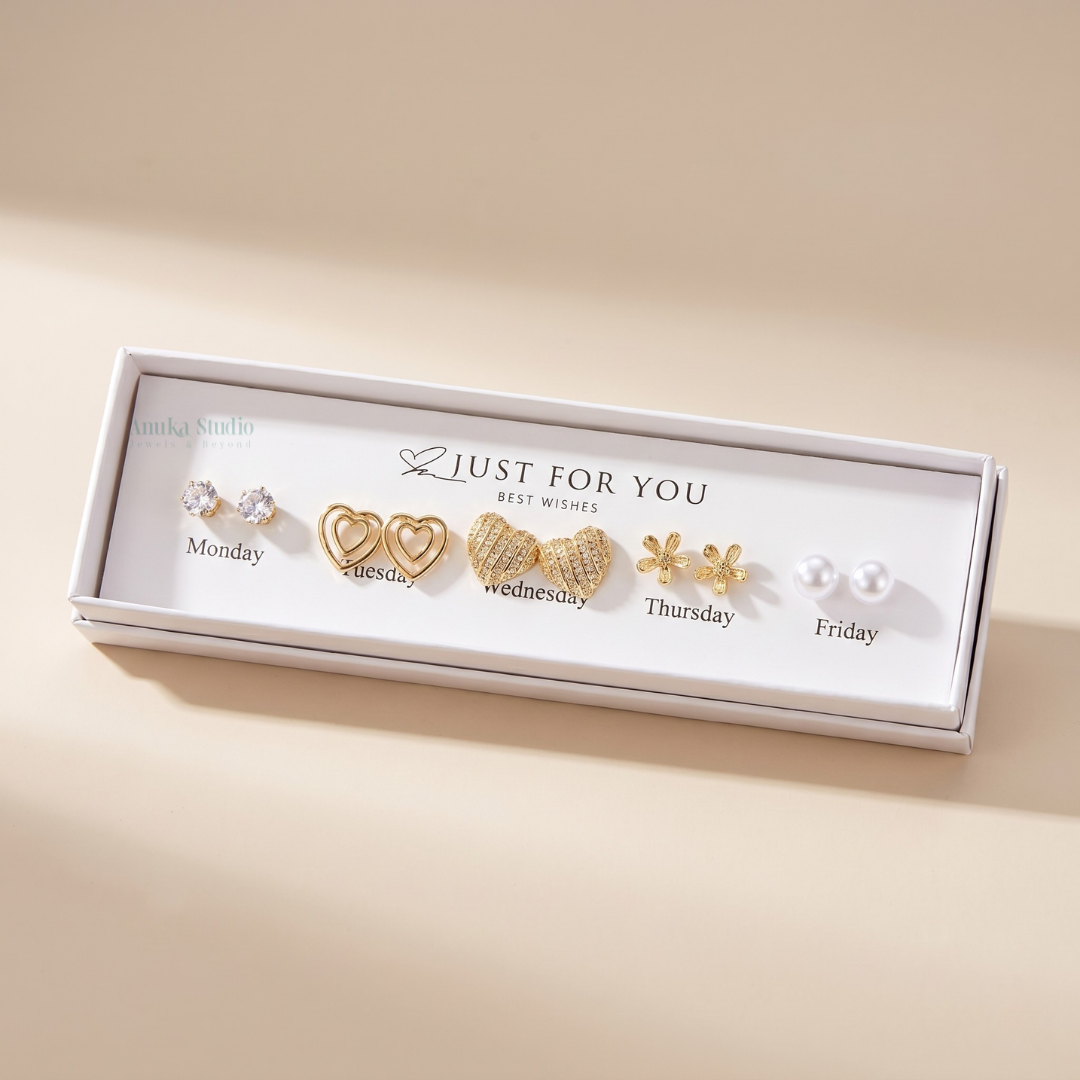 5 Pairs Anti Tarnish Earrings Combo 5