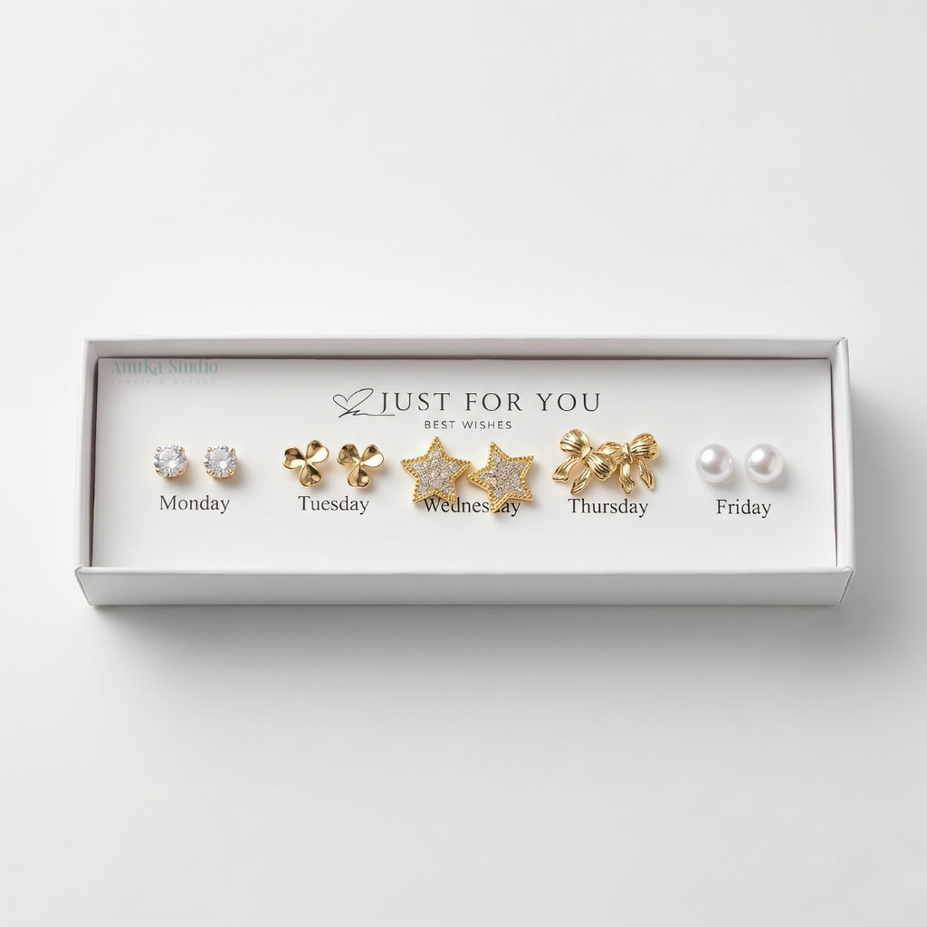 5 Pairs Anti Tarnish Earrings Combo 1