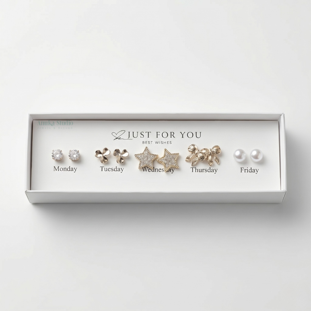 5 Pairs Anti Tarnish Earrings Combo 3