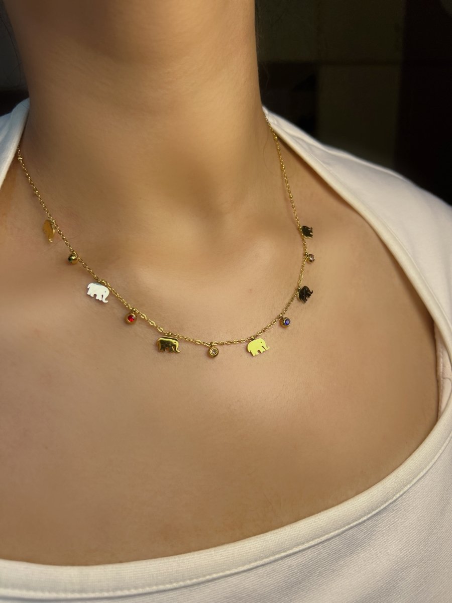 Elephant Multi Color Charm Necklace - Anuka StudioNecklace