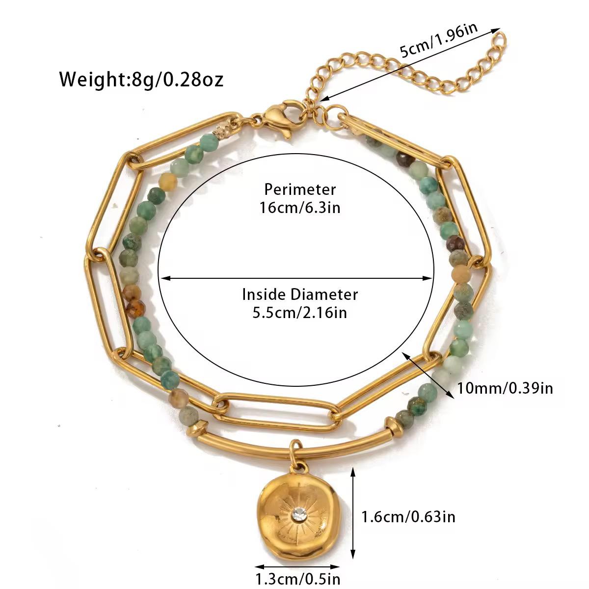 Luxe Layers Bracelet - Natural Stones, 18k Gold Plated, Charm