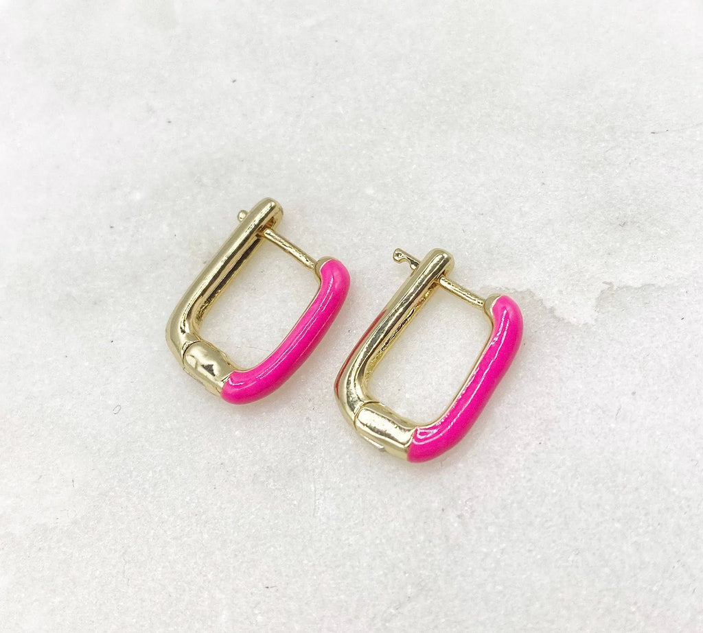 Pink Huggies Hoop Earrings