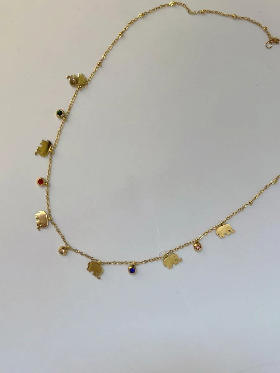 Elephant Multi Color Charm Necklace