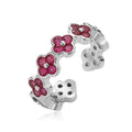 Clover Ring | Pink Zircon | Silver Plated | Adjustable