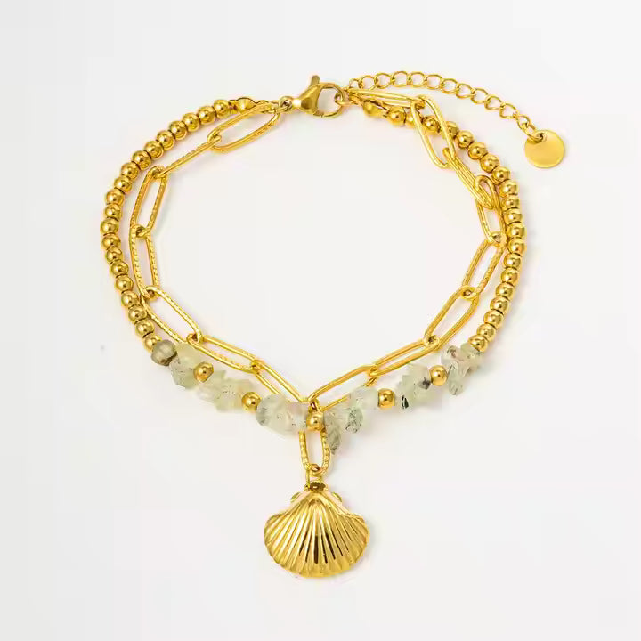 Luxe Layers Bracelet - Natural Stones, 18k Gold Plated, Charm
